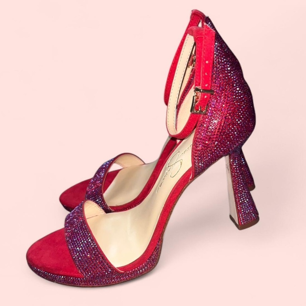 Elegant Red Studded Women's Heels